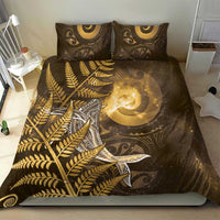 New Zealand Matariki Bedding Set Maori Koru With Humpback Whale Gold