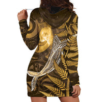 New Zealand Matariki Hoodie Dress Maori Koru With Humpback Whale Gold LT05 - Polynesian Pride