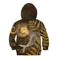 New Zealand Matariki Kid Hoodie Maori Koru With Humpback Whale Gold LT05 - Polynesian Pride