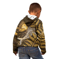 New Zealand Matariki Kid Hoodie Maori Koru With Humpback Whale Gold LT05 - Polynesian Pride