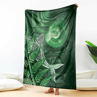 New Zealand Matariki Blanket Maori Koru With Humpback Whale Green