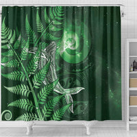 New Zealand Matariki Shower Curtain Maori Koru With Humpback Whale Green