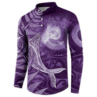 New Zealand Matariki Button Sweatshirt Maori Koru With Humpback Whale Purple