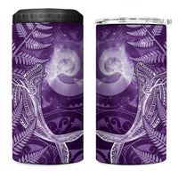 New Zealand Matariki 4 in 1 Can Cooler Tumbler Maori Koru With Humpback Whale Purple LT05 One Size: 16 oz Purple - Polynesian Pride