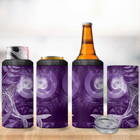 New Zealand Matariki 4 in 1 Can Cooler Tumbler Maori Koru With Humpback Whale Purple LT05 - Polynesian Pride