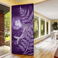 New Zealand Matariki Door Cover Maori Koru With Humpback Whale Purple LT05 - Polynesian Pride