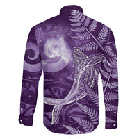 New Zealand Matariki Family Matching Short Sleeve Bodycon Dress and Hawaiian Shirt Maori Koru With Humpback Whale Purple LT05 - Polynesian Pride