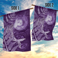 New Zealand Matariki Garden Flag Maori Koru With Humpback Whale Purple