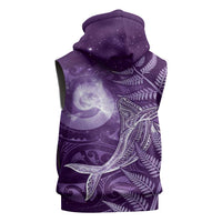 New Zealand Matariki Sleeveless Hoodie Maori Koru With Humpback Whale Purple LT05 - Polynesian Pride