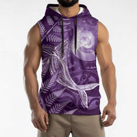 New Zealand Matariki Sleeveless Hoodie Maori Koru With Humpback Whale Purple LT05 - Polynesian Pride