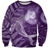 New Zealand Matariki Sweatshirt Maori Koru With Humpback Whale Purple