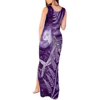 New Zealand Matariki Tank Maxi Dress Maori Koru With Humpback Whale Purple LT05 - Polynesian Pride