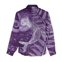 New Zealand Matariki Women Casual Shirt Maori Koru With Humpback Whale Purple LT05 - Polynesian Pride