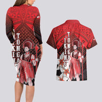 The First King Of Tonga Couples Matching Long Sleeve Bodycon Dress and Hawaiian Shirt Tongan Pride LT05 - Polynesian Pride