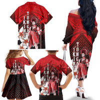 The First King Of Tonga Family Matching Off The Shoulder Long Sleeve Dress and Hawaiian Shirt Tongan Pride LT05 - Polynesian Pride
