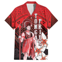 The First King Of Tonga Family Matching Tank Maxi Dress and Hawaiian Shirt Tongan Pride LT05 Dad's Shirt - Short Sleeve Red - Polynesian Pride