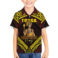 Tonga First King Family Matching Long Sleeve Bodycon Dress and Hawaiian Shirt Ahoeitu Know Your Roots LT05 Son's Shirt Maroon - Polynesian Pride