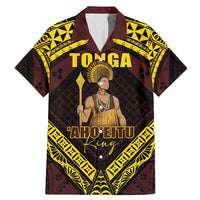 Tonga First King Family Matching Mermaid Dress and Hawaiian Shirt Ahoeitu Know Your Roots LT05 Dad's Shirt - Short Sleeve Maroon - Polynesian Pride