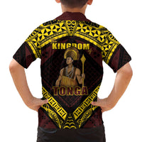 Tonga First King Family Matching Off The Shoulder Long Sleeve Dress and Hawaiian Shirt Ahoeitu Know Your Roots LT05 - Polynesian Pride