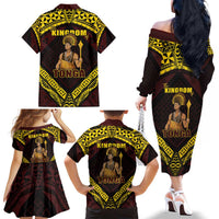 Tonga First King Family Matching Off The Shoulder Long Sleeve Dress and Hawaiian Shirt Ahoeitu Know Your Roots LT05 - Polynesian Pride