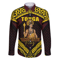 Tonga First King Family Matching Short Sleeve Bodycon Dress and Hawaiian Shirt Ahoeitu Know Your Roots LT05 Dad's Shirt - Long Sleeve Maroon - Polynesian Pride