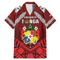 Tonga Emancipation Day Family Matching Mermaid Dress and Hawaiian Shirt Tongan Kupesi Pattern LT05 Dad's Shirt - Short Sleeve Red - Polynesian Pride