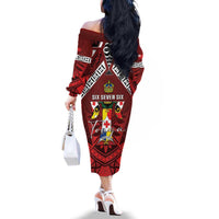Tonga Emancipation Day Family Matching Off The Shoulder Long Sleeve Dress and Hawaiian Shirt Tongan Kupesi Pattern LT05 - Polynesian Pride