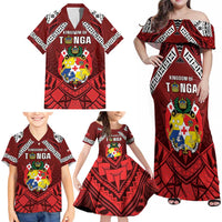 Tonga Emancipation Day Family Matching Off Shoulder Maxi Dress and Hawaiian Shirt Tongan Kupesi Pattern LT05 - Polynesian Pride