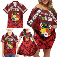 Tonga Emancipation Day Family Matching Off Shoulder Short Dress and Hawaiian Shirt Tongan Kupesi Pattern LT05 - Polynesian Pride