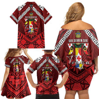 Tonga Emancipation Day Family Matching Off Shoulder Short Dress and Hawaiian Shirt Tongan Kupesi Pattern LT05 - Polynesian Pride