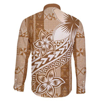 Tonga Kupesi Ngatu Family Matching Summer Maxi Dress and Hawaiian Shirt Vintage Brown Plumeria LT05 - Polynesian Pride