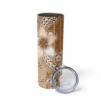 Tonga Kupesi Ngatu Skinny Tumbler Vintage Brown Plumeria LT05 - Polynesian Pride