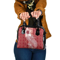 Tonga Kupesi Ngatu Shoulder Handbag Vintage Red Plumeria