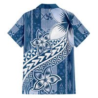 Tonga Kupesi Ngatu Family Matching Summer Maxi Dress and Hawaiian Shirt Vintage Blue Plumeria LT05 - Polynesian Pride