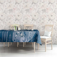 Tonga Kupesi Ngatu Tablecloth Vintage Blue Plumeria