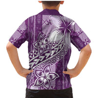 Tonga Kupesi Ngatu Family Matching Mermaid Dress and Hawaiian Shirt Vintage Purple Plumeria LT05 - Polynesian Pride