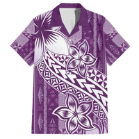Tonga Kupesi Ngatu Family Matching Summer Maxi Dress and Hawaiian Shirt Vintage Purple Plumeria LT05 Dad's Shirt - Short Sleeve Purple - Polynesian Pride