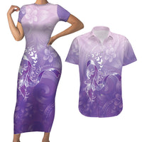Lupus Awareness Month Couples Matching Short Sleeve Bodycon Dress and Hawaiian Shirt Polynesian Style LT05 Lilac - Polynesian Pride