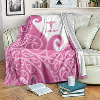 Personalised New Zealand Nurse Blanket Maori Koru Pink Version