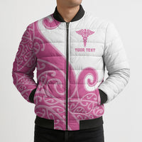 Personalised New Zealand Nurse Bomber Puffer Jacket Maori Koru Pink Version LT05 - Polynesian Pride