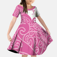 Personalised New Zealand Nurse Family Matching Long Sleeve Bodycon Dress and Hawaiian Shirt Maori Koru Pink Version LT05 Daughter's Dress Pink - Polynesian Pride