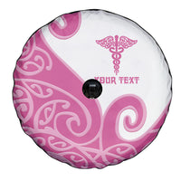 Personalised New Zealand Nurse Spare Tire Cover Maori Koru Pink Version