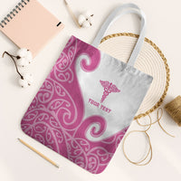 Personalised New Zealand Nurse Tote Bag Maori Koru Pink Version