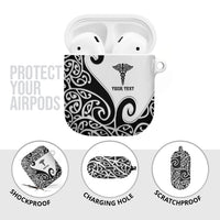 Personalised New Zealand Nurse AirPods Case Maori Koru Black Version