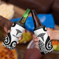 Personalised New Zealand Nurse 4 in 1 Can Cooler Tumbler Maori Koru Black Version