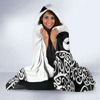 Personalised New Zealand Nurse Hooded Blanket Maori Koru Black Version