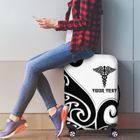 Personalised New Zealand Nurse Luggage Cover Maori Koru Black Version