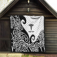 Personalised New Zealand Nurse Quilt Maori Koru Black Version