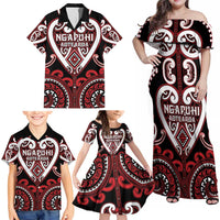 Custom Aotearoa Ngapuhi Family Matching Off Shoulder Maxi Dress and Hawaiian Shirt Maori Tribal Pattern LT05 - Polynesian Pride