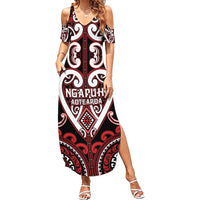 Custom Aotearoa Ngapuhi Family Matching Summer Maxi Dress and Hawaiian Shirt Maori Tribal Pattern LT05 Mom's Dress Red - Polynesian Pride